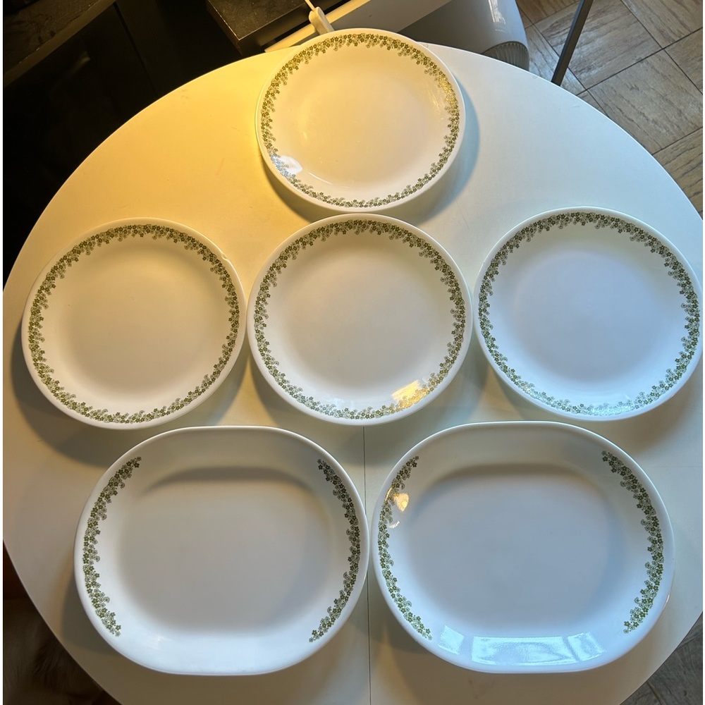 SET OF 6 VINTAGE Corelle Green Crazy Daisy Spring Blossom